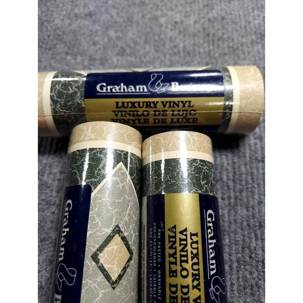 Vintage Graham & Brown Luxury Vinyl Wallpaper Border Green Marble Lot 8 Rolls